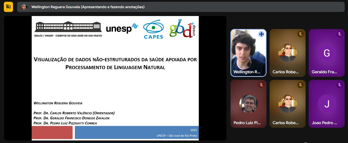 Foto 1 da notícia de título: Banca de Qualificação de Mestrado do aluno Wellington Regueira Gouveia, no portal do Grupo de Banco de Dados (GBD) - UNESP/IBILCE - São José do Rio Preto